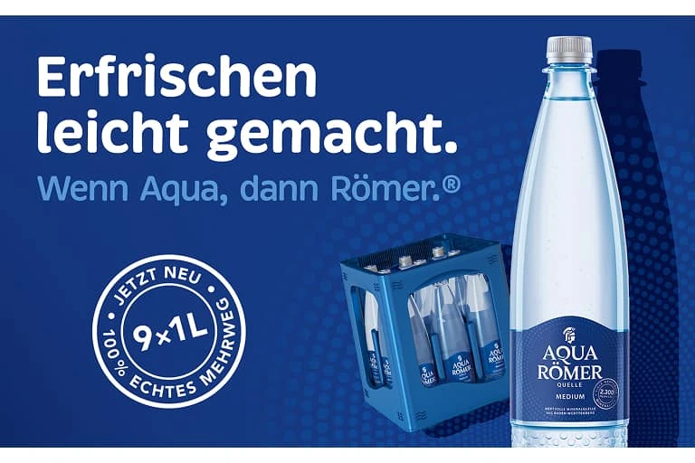 AQUA RÖMER QUELLE in der 9 x 1L PET-Kiste